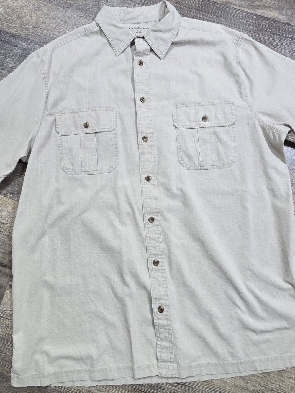 Croft & Barrow Mens Short Sleeve Shirt Khaki - Button Down Big/Tall-Sz XLT